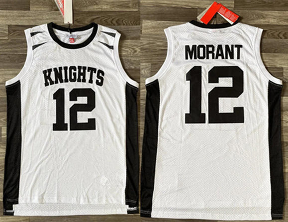 Men's Crestwood High School Knights #12 Ja Morant White Stitched Basketball Jersey